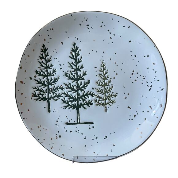 Potter's Studio Christmas Pine Tree Salad Plates 7.5in Green & White Holiday NEW - Picture 5 of 10